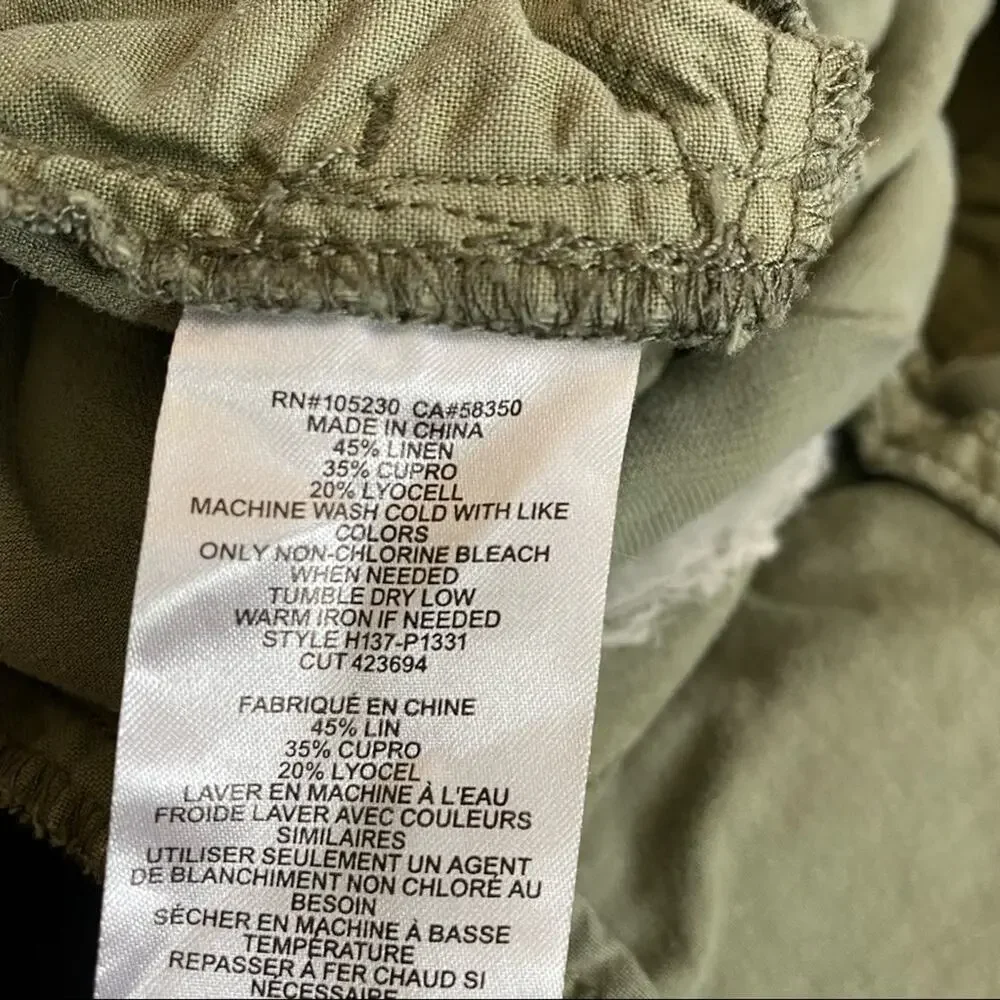 Joie Linen Blend Jogger Pants Olive Green Size 4 Mid Rise Casual